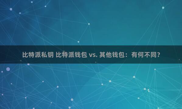 比特派私钥 比特派钱包 vs. 其他钱包：有何不同？