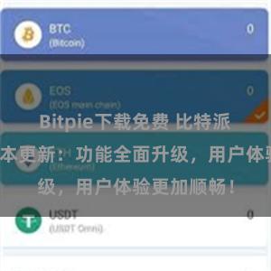 Bitpie下载免费 比特派钱包最新版本更新：功能全面升级，用户体验更加顺畅！