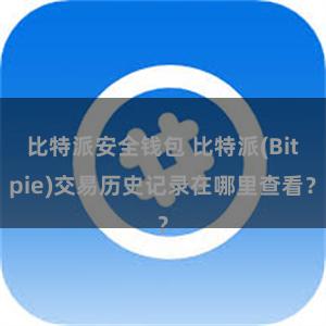 比特派安全钱包 比特派(Bitpie)交易历史记录在哪里查看？